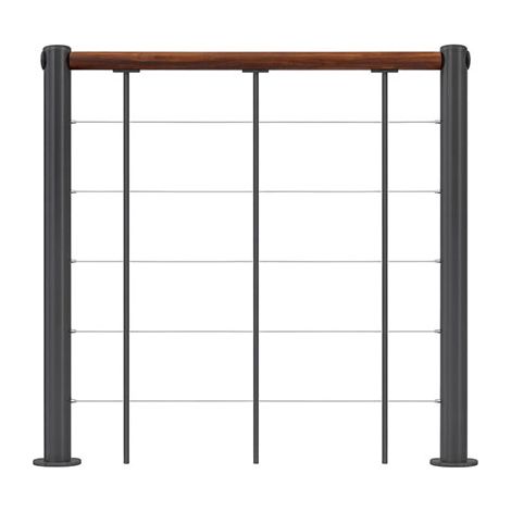 Ringhiera per scala dritta - Nero - Acciaio termolaccato - Lunghezza 1m - Corrimano in legno - RE-I-SLM-BOIS-NN