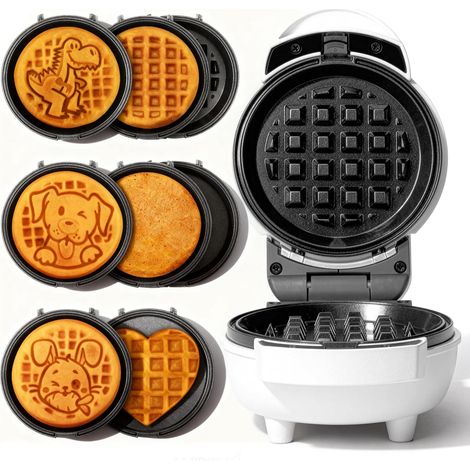 Mini machine à gaufres avec plaques extractibles, mini fer à gaufres de 4,5" pour fêtes et événements, machine à gaufre, 8 plaques avec revêtement en céramique (1/5)
