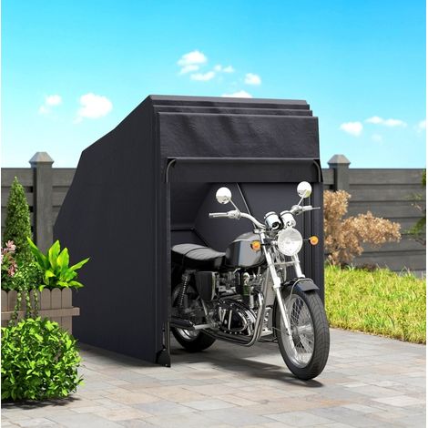 Abri moto 345x135x191 cm noir en tissu Oxford avec structure métallique, pliable et ventilé (1/5)