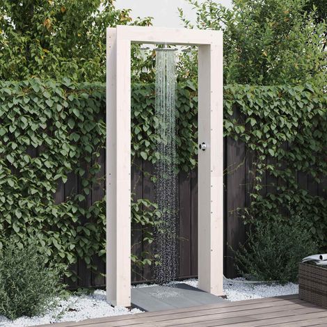 vidaXL Doccia da esterno 226 cm Legno massello di pino e acciaio inox (1/5)