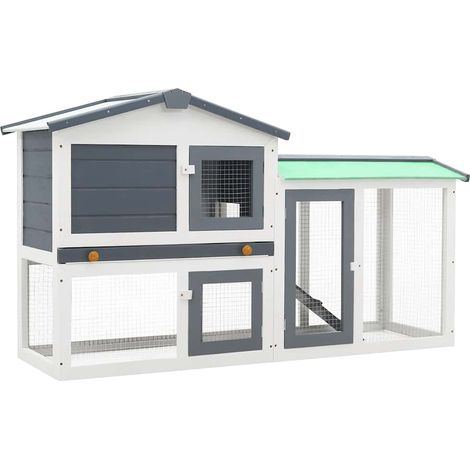 Maison Exclusive - Conigliera per Esterni Grande Grigia e Bianca 145x45x84cm Legno (1/5)