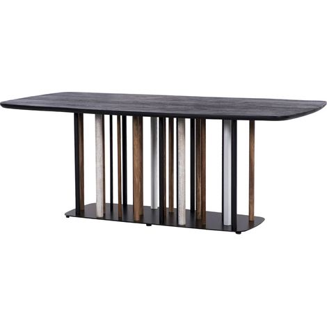 Table multicolore en acacia et métal esprit design contemporain - Noir bois naturel multicolore (1/3)