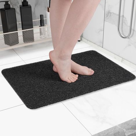 Tapis de douche antidérapant 40 x 60 cm - Tapis antidérapant - Tapis de bain à séchage rapide - Tapis nettoyant pour les pieds - Pour salle de bain, cuisine, hôtel - Noir 40 x 60 cm (1/5)