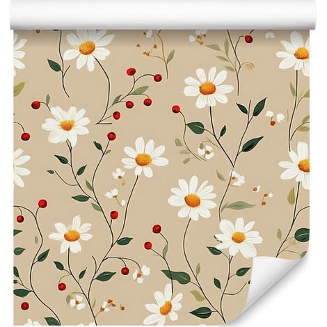 Daisy-Tapete Beige, Creme und Weiß für Wohn- und Schlafzimmer 50x1000 cm (1/5)