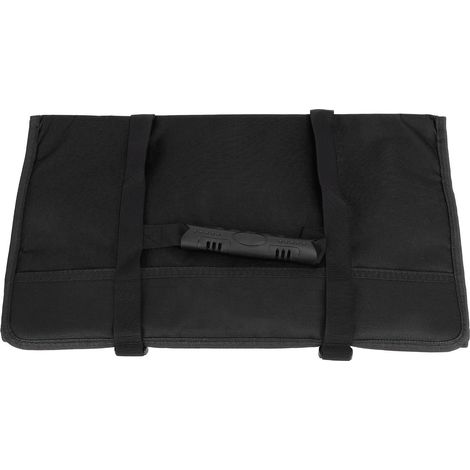 Sacoche enroulable à outils, plusieurs poches, grande capacité, en tissu Oxford résistant, noire, pour électricien. (1/5)