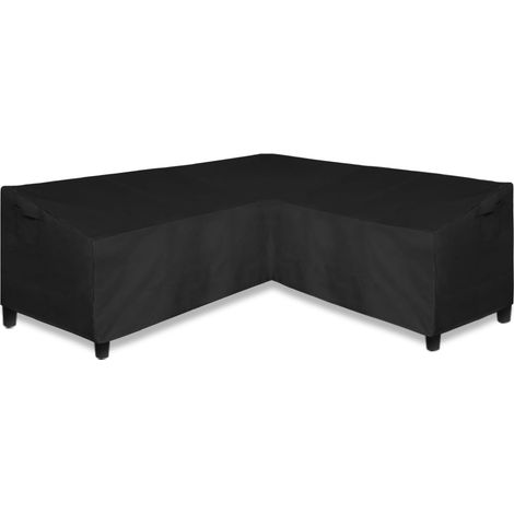 Strapazierfähige Schutzhülle für V-förmige Gartenmöbel (600D), wasserdicht, mit Belüftungsöffnung, 216 cm L (pro Seite) x 85 cm T x 79 cm H, Schwarz (1/5)