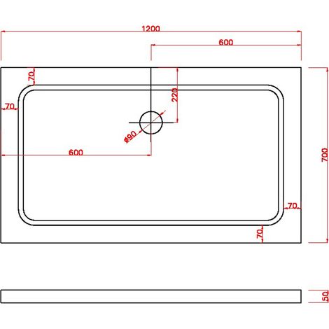 Piatto doccia in abs mod. Selene 70x120x5 cm rettangolare (1/4)