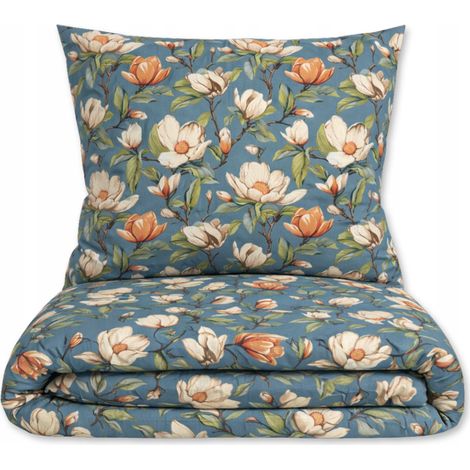 Bettwäsche-Set 160x200 100% dicke Baumwolle 3-teilig Polierte Premium-Blumen