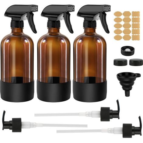 3 pièces de flacons pulvérisateurs en verre de 500 ml, ensemble de flacons rechargeables avec vaporisateur réglable (1/5)