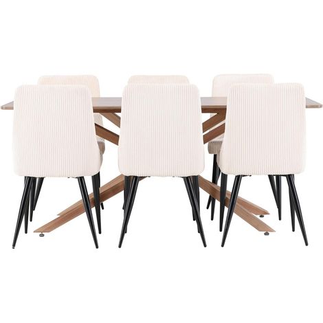 Piazza Essgruppe Esstisch Mokka 6 Stühle Samt beige. (1/4)