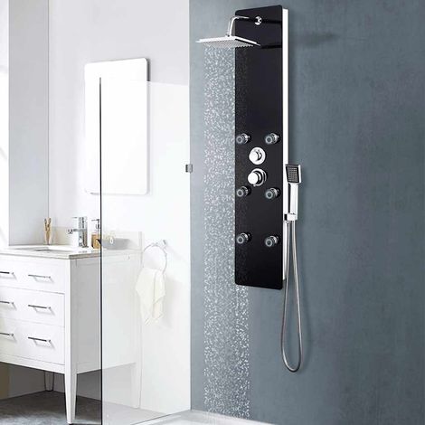 Panneau de douche Verre 25 x 44,6 x 130 cm Noir (1/5)