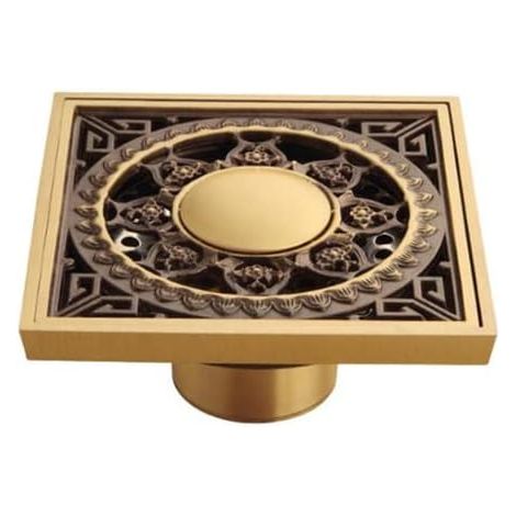 Siphon de sol salle bain, crépine douche, en cuivre antique style (1/5)