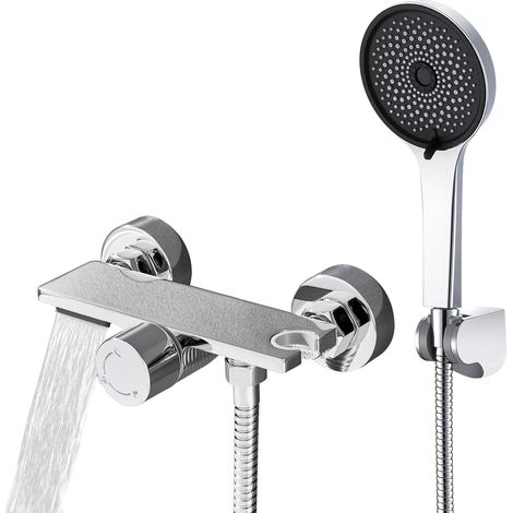 1 Mitigeur Laiton Bec Cascade Douchette 5 Jets Flexible Inox Tablette Rangement Salle De Bain (1/5)