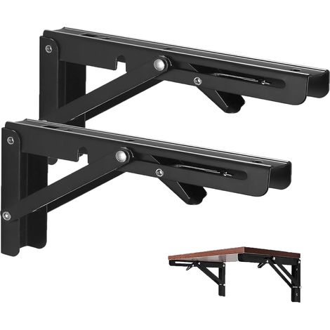 350mm Équerre Pliante, 2Pcs Noir Support Console Pliable, Supports D' étagères Pliants Charge, Lourds Support Console Pliable,Equerre Etagere, Pour Garage,Cuisine,Chambre,80KG/177lbs Porteur (1/5)