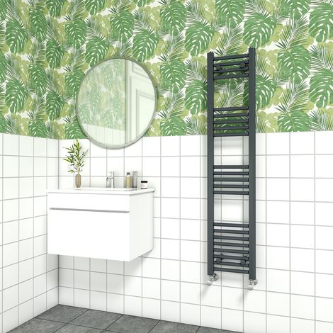 Bathroom Straight Heated Towel Rail Radiator Ladder Warmer Heating Anthracite 1400x300mm