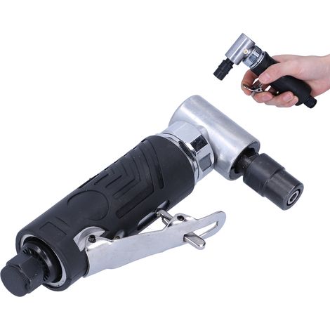 90° Winkel-Druckluftbürste - Gerader Fräser mit M3/M6-Spannfutter - Zinklegierung - 20000 U/min - 621 g - Komplettes Set (Schleifer, Luftanschluss, Spannfutter, 2 Schraubenschlüssel) (1/5)