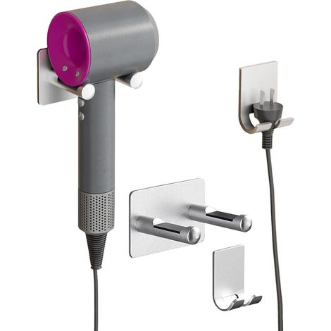Selbstklebende Wandhalterung für Föhn, Lockenstab und Glätteisen, Aufbewahrung für Badezimmerkosmetik