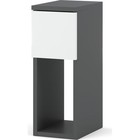 MESITA DE NOCHE ESTRECHA DE 20 CM GRIS BLANCO MESITA DE NOCHE PARA DORMITORIO NAKASTLIK LOFT