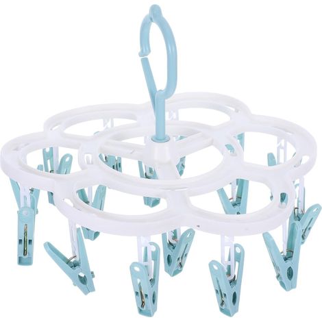 PRETYZOOM SéChoir À Linge Rond 16 Pinces AntidéRapantes Bleu Portant À VêTements pour Chaussettes Et sous-VêTements ÉTendoir Coupe-Vent Rotatif 360° Rangement Pratique pour Maison (1/5)