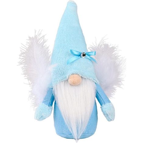 Poupée Gnome de Noël sans visage, ange en plumes artificielles, Tomte suédois fait main, lutin de Noël, décoration ornementale (1/5)