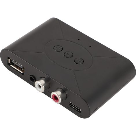 Adaptateur audio sans fil Bluetooth 5.3 compatible NFC pour autoradio, avec prise jack AUX 3,5 mm et prise USB. (1/5)