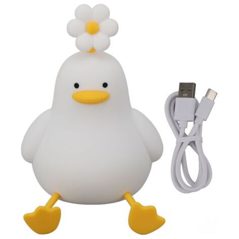 Simpatica luce notturna a forma di anatra, lampada in silicone, 1200 mAh, ricaricabile, animale, intensità variabile, per bambini, comodino, camera da letto, dormitorio (1/5)