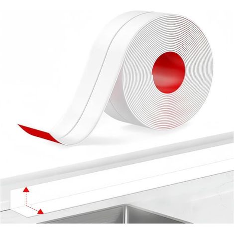 Joint Salle de Bain,5m2.2cm Plinthe Souple Autoadhésive, Bande Etancheite Autocollante,Salle de Bain,Cuisine,Anti-Moisissure (1/4)