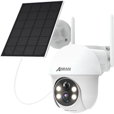2K Caméra Surveillance WiFi sans Fil avec Batteries, Blanc 360° Pan/Tilt, Détection Mouvement PIR, Couleur Vision Nocturne Alarme Audio (1/5)