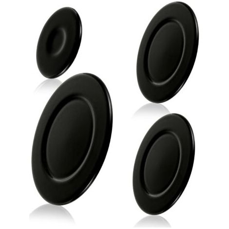 Set di 4 tappi per bruciatori a gas in metallo migliorati per cucine SABAF, bruciatori a gas, copri fiamma, manici per pentole (concavi) (1/5)
