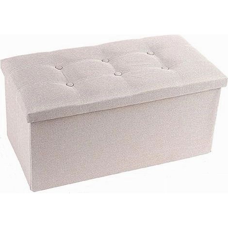 Cleafe - Pouff Puff Pouf Contenitore Imbottito Portaoggetti Seduta Beige 76x38x35cm 79425 - (1/2)