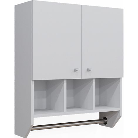 Badschrank Fynn, Weiß, 59.2 x 70.5 cm Hängeschrank mit 2 Türen, Vicco