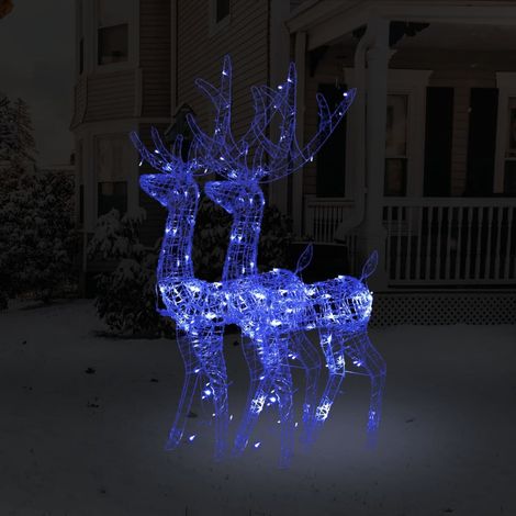 vidaXL Decorazioni Natalizie Renne in Acrilico 2 pz 128 cm Blu