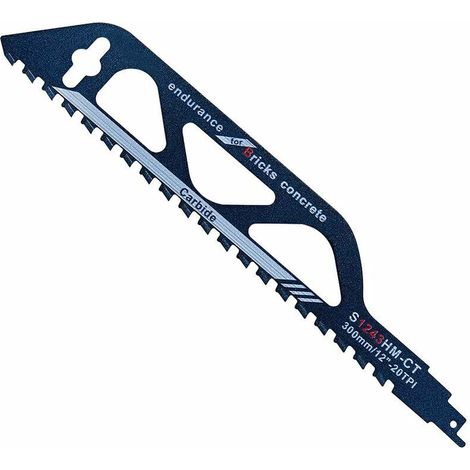 Lame de Scie Sabre,Lame de Scie Sabre Expert au Carbure de Tungstène pour Métal,Bois,Pierre,Accessoires de Scie Sabre pour Béton Cellulaire,Brique,Béton (305 mm (S1243HM))