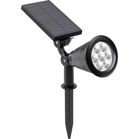 1 Pack Spot Solaire, 4000K Blanc Chaud Spot Solaire d'Extérieur Etanche, 2 Modes LED Solaire Projecteur, Auto ON/Off Lampe Solaire Jardin