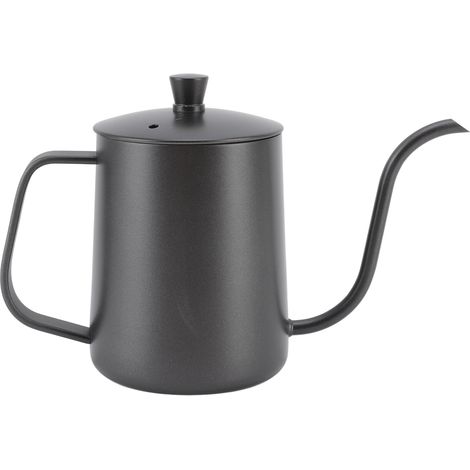 Verseuse à café manuelle 600 ml acier inoxydable bec étroit col de cygne noir PTFE (1/5)