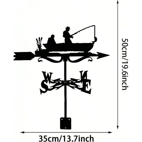 Girouette de pêcheur en fer forgé, décoration de jardin, cour, extérieur, indicateur de direction du vent, kit pour pelouse extérieure (1/5)