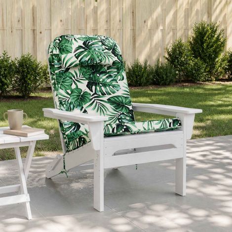vidaXL Coussin de transat ensoleillé 100 % polyester Motif feuilles (1/5)