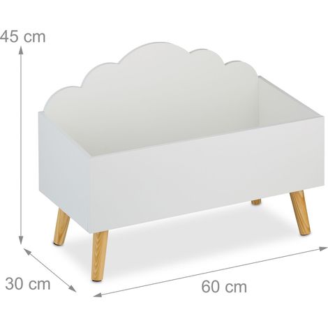 Caja de juguetes en forma de nube para niños, fácil almacenamiento, 80 x 40 x 40 cm, de MDF blanco, 130015650 (1/3)