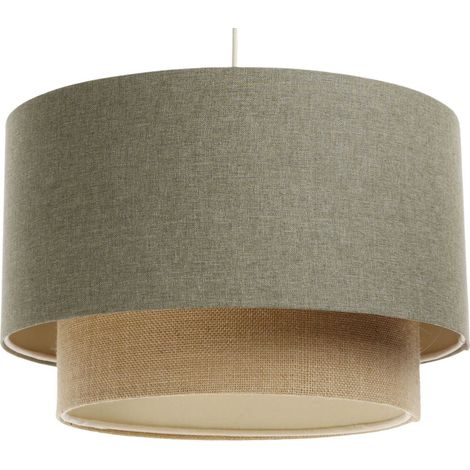 Suspension boho élégant tissu crème ajustable ambiance chaleureuse - Ø 50 cm - H31 cm (1/5)