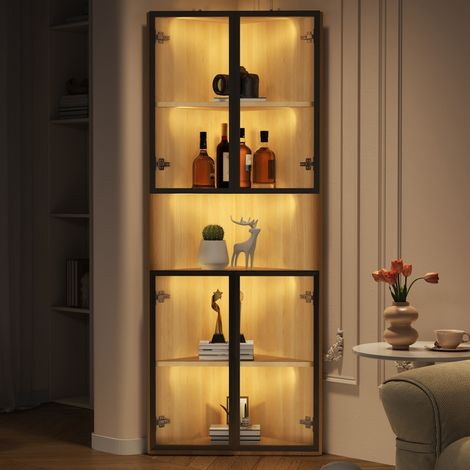 Collectionneurs et amateurs de déco, vitrine d'angle à fermeture douce avec LED et verre trempé (1/5)