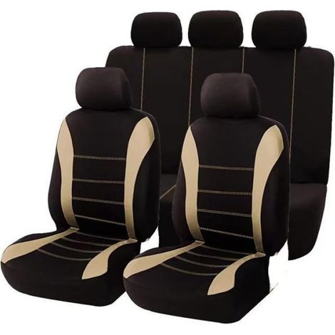 Housses de Siège Auto Universelles 9 pièces pour 5 places, Polyester, Protection Complète Voiture SUV Camion,Beige
