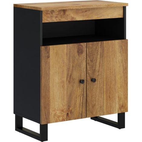 Aparador cómoda armario mueble organizador cocina salón salón con 2 puertas 60 x 33 x 75 cm madera maciza de mango marrón 020029729 (1/5)