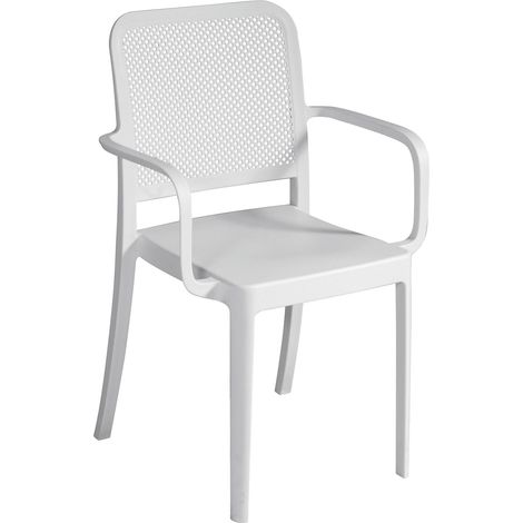 Sedia Impilabile da Giardino 56x52x86 cm in Polipropilene Bianca (1/4)