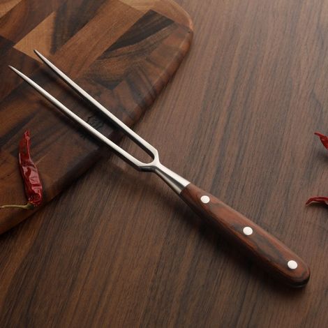 Fourchette à barbecue en acier inoxydable avec manche en bois – Idéale pour griller la viande (1/5)