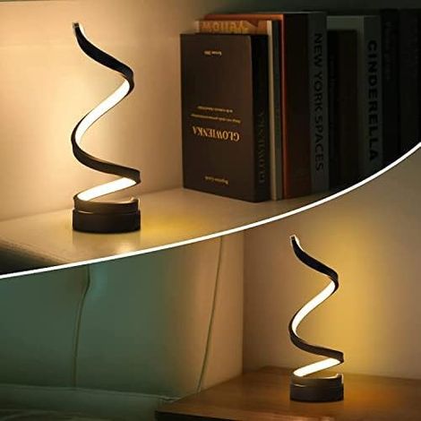 Lampe de Table Dimmable de Bureau Spirale LED, 12 w Blanc Chaud Protection des Yeux Noir Lampe de Chevet Luminaires Intérieur, 0.48 kg, luminaire facile à entretenir et durable, pensé pour durer (1/5)