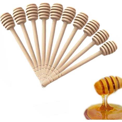 Cuillère à Miel Long en Bois Bio Honey Dipper Cuillère Bâton Pour de Miel Collecte de Confiture et la Distribution Portable (15cm) (50pcs) (1/5)