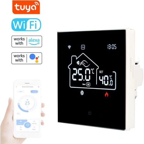 Tuya WLAN-Smart-Thermostat für die zentrale Klimatisierung, Fußbodenheizung und umfassende Temperaturregelung. Digitales Display und mobile App kompatibel mit Google Play. (1/5)