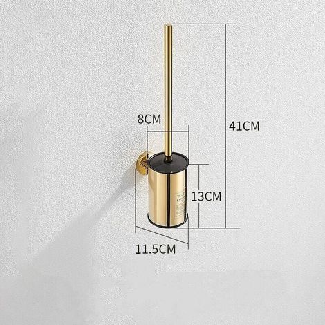 Scopino per WC rotondo da parete in acciaio inox placcato oro per il bagno (oro) (1/3)