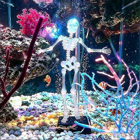 Bulleur d'aquarium squelette dansant, décoration interactive pour aquarium avec tuyau d'air de 1 m, effet de bulles réglable, cadeau décoratif amusant pour les passionnés d'aquariums. (1/5)