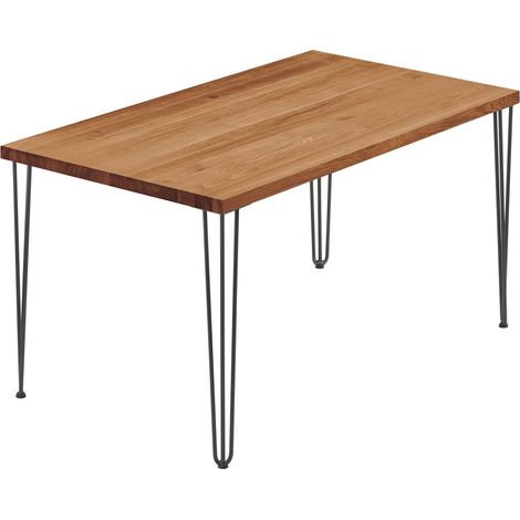 LAMO Manufaktur Esstisch Küchentisch Schreibtisch Couchtisch aus Massivholz, 100x60x76 cm (AxBxH), Creative, Dunkel / Rohstahl mit Klarlack, LOG-01-A-004-0000Cr (1/5)